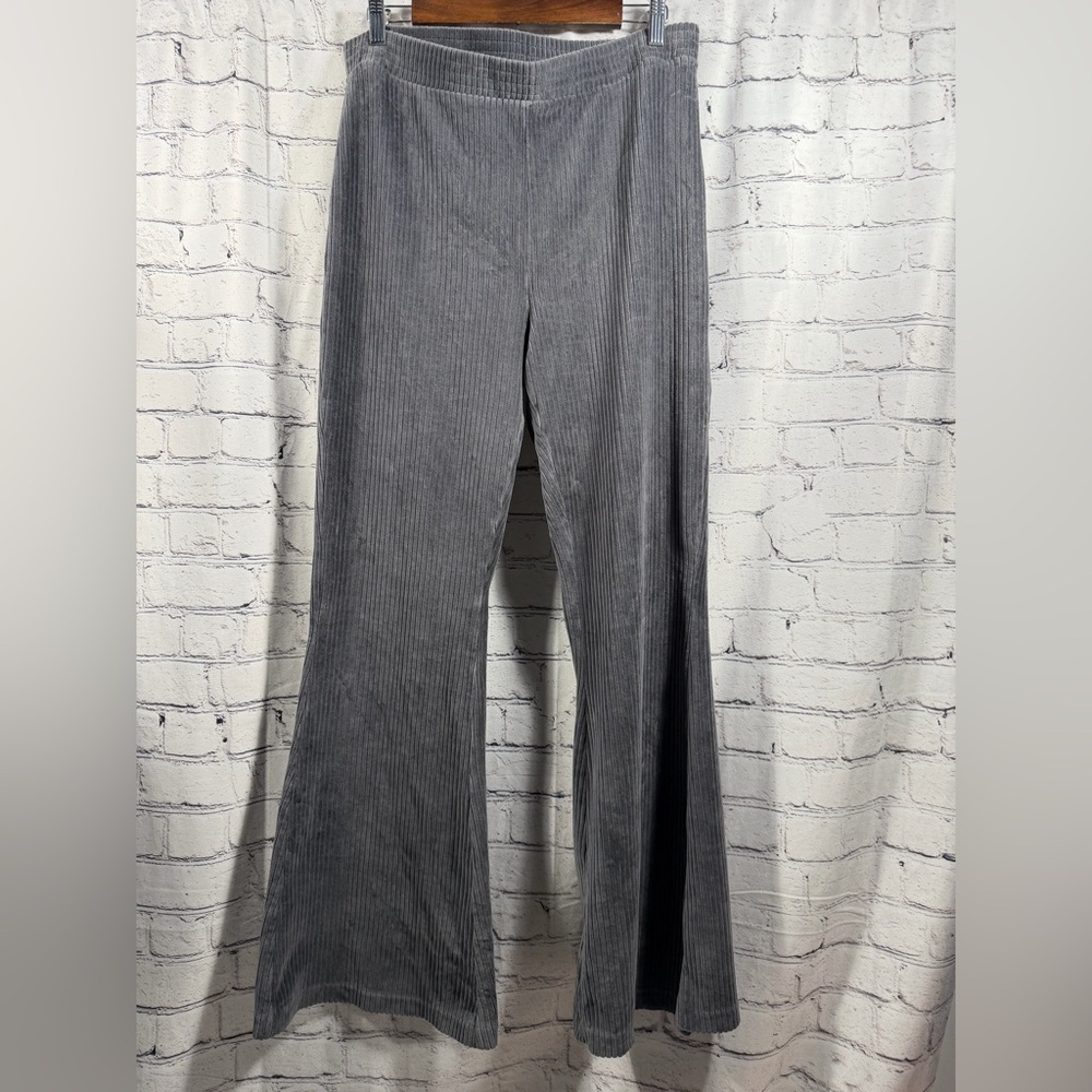 Aerie Ribbed Flared Gray Corduroy Pants